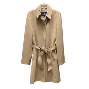 London Fog Trench Coat Jacket Womens M Beige Single Breast Ladies EUC